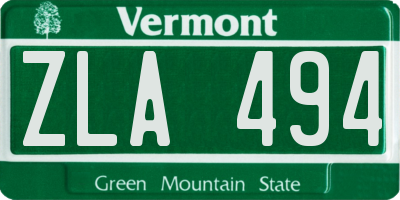 VT license plate ZLA494