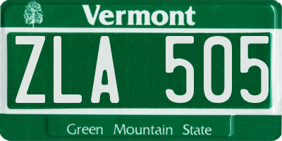 VT license plate ZLA505
