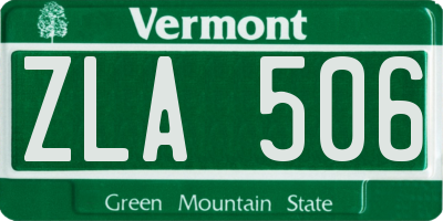 VT license plate ZLA506