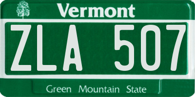 VT license plate ZLA507