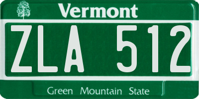 VT license plate ZLA512