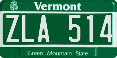 VT license plate ZLA514