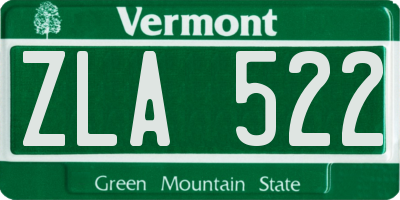 VT license plate ZLA522