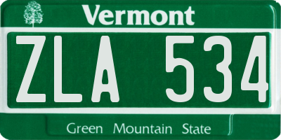 VT license plate ZLA534