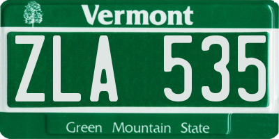 VT license plate ZLA535