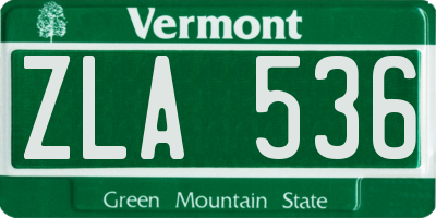 VT license plate ZLA536
