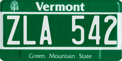 VT license plate ZLA542