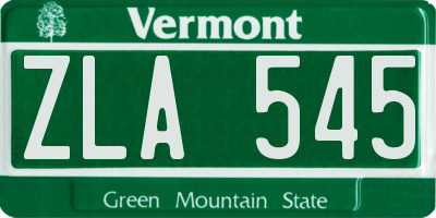 VT license plate ZLA545