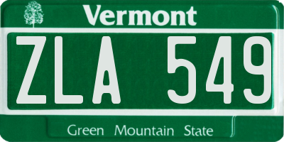 VT license plate ZLA549