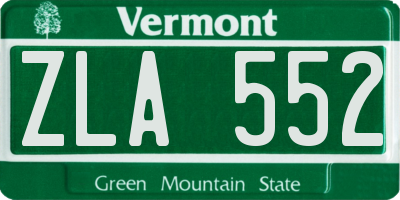 VT license plate ZLA552