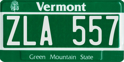 VT license plate ZLA557