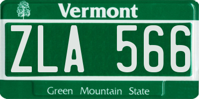 VT license plate ZLA566