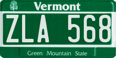 VT license plate ZLA568