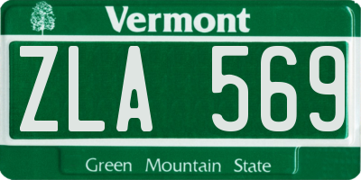 VT license plate ZLA569