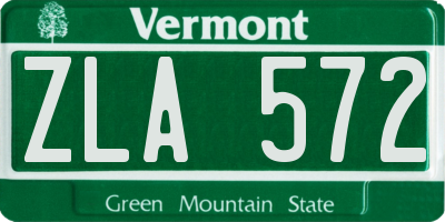 VT license plate ZLA572