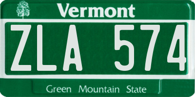 VT license plate ZLA574