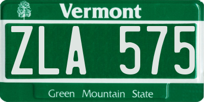 VT license plate ZLA575