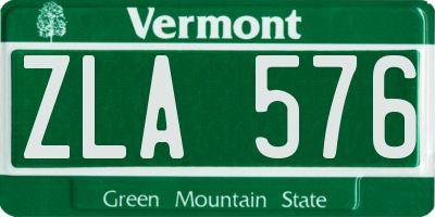 VT license plate ZLA576