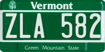 VT license plate ZLA582