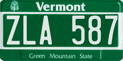 VT license plate ZLA587