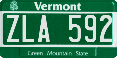 VT license plate ZLA592