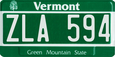 VT license plate ZLA594