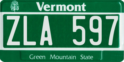 VT license plate ZLA597