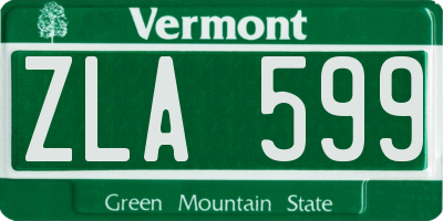 VT license plate ZLA599