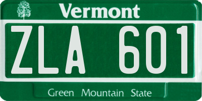 VT license plate ZLA601