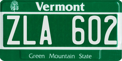 VT license plate ZLA602