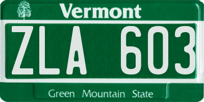 VT license plate ZLA603
