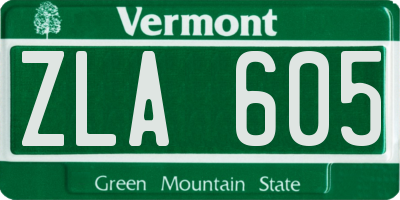 VT license plate ZLA605