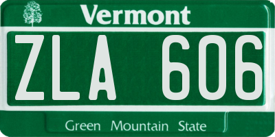 VT license plate ZLA606