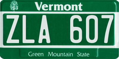 VT license plate ZLA607