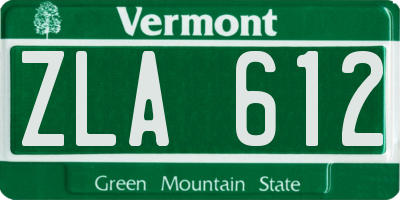 VT license plate ZLA612