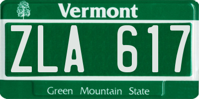 VT license plate ZLA617