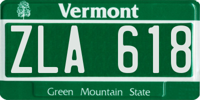 VT license plate ZLA618