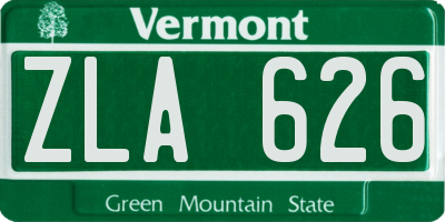 VT license plate ZLA626