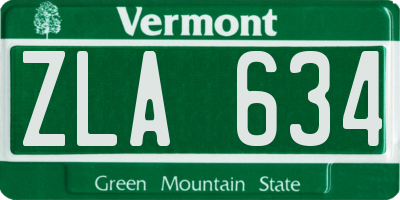 VT license plate ZLA634