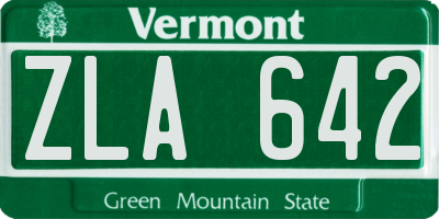 VT license plate ZLA642