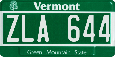 VT license plate ZLA644