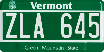 VT license plate ZLA645
