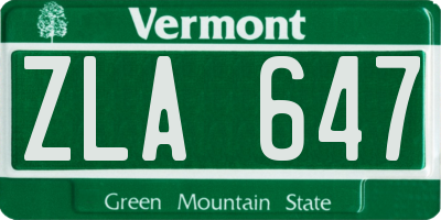 VT license plate ZLA647