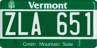 VT license plate ZLA651
