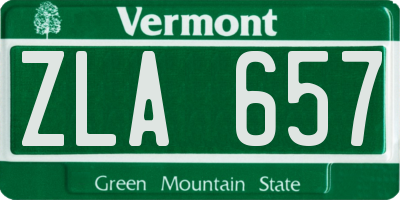 VT license plate ZLA657