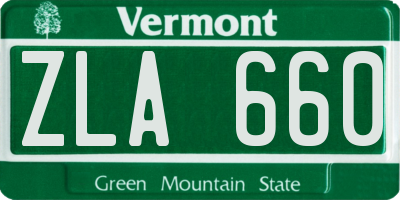 VT license plate ZLA660