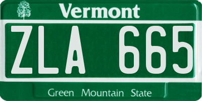 VT license plate ZLA665