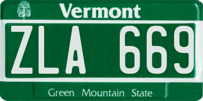 VT license plate ZLA669