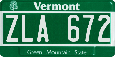 VT license plate ZLA672