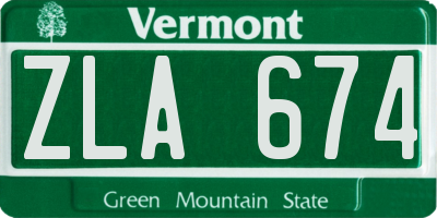 VT license plate ZLA674